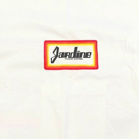 Vintage Jardine Motorcycle T Shirt Mens Size Large White 80s Exhaust System - Picture 3 of 7